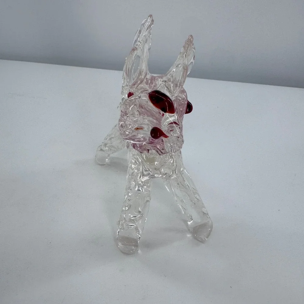 Art Glass Dog‎ Figurine Clear Collar Handblown Scottie Schnauzer Murano?